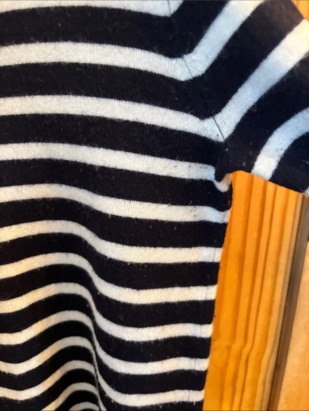 J. Crew Navy and White Striped Button-Shoulder Sweater